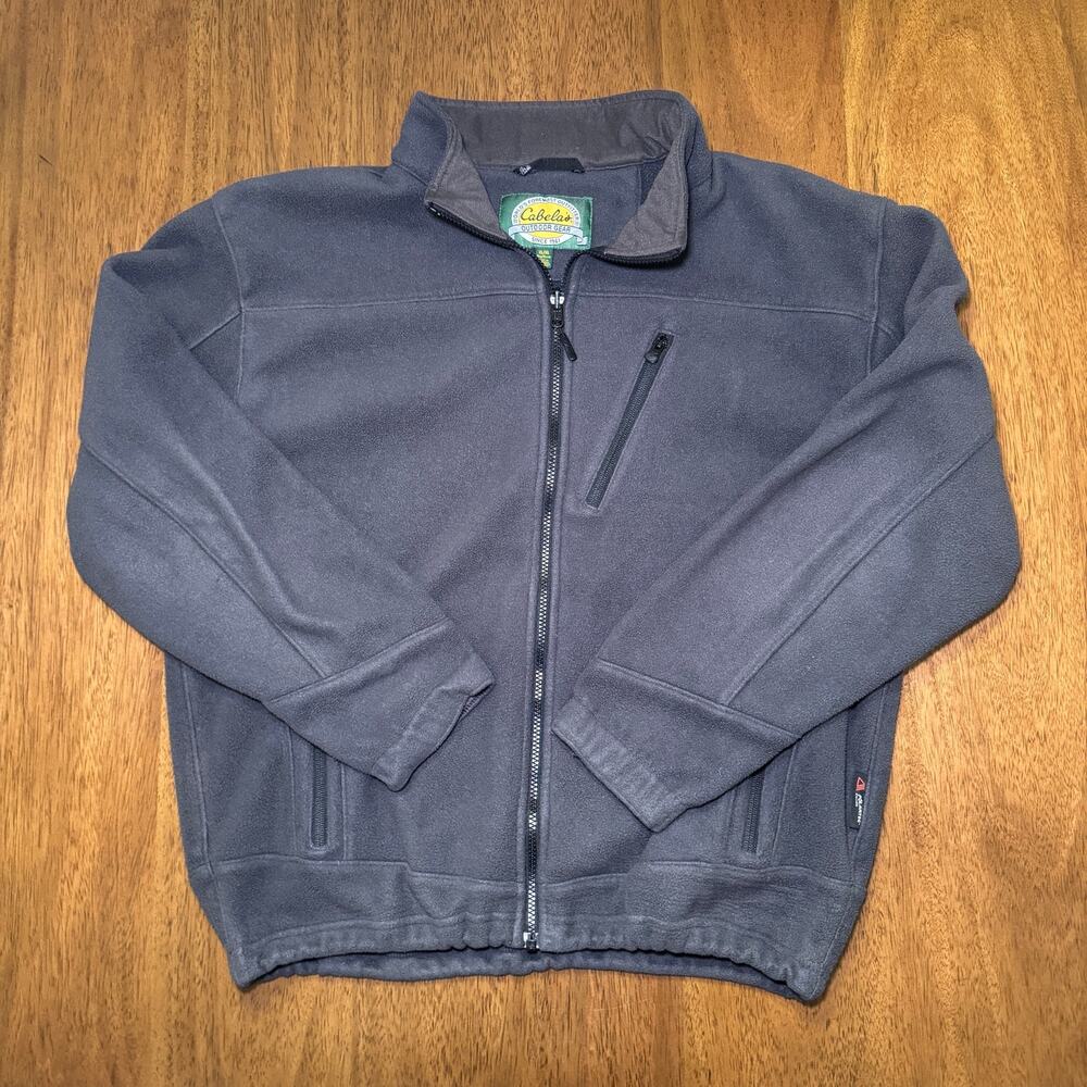 Cabela's Men's XL Polartec Gray Full Zip Fleece Jacket Outdoor Hiking Zip Pocket